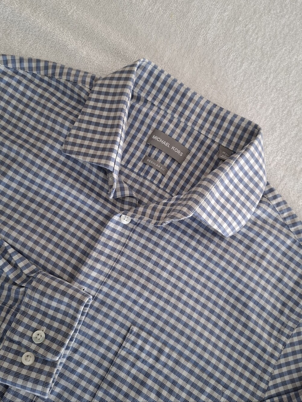 Michael Kors Men's Dress Shirt Lrg Regular Fit Blue Long Sleeve